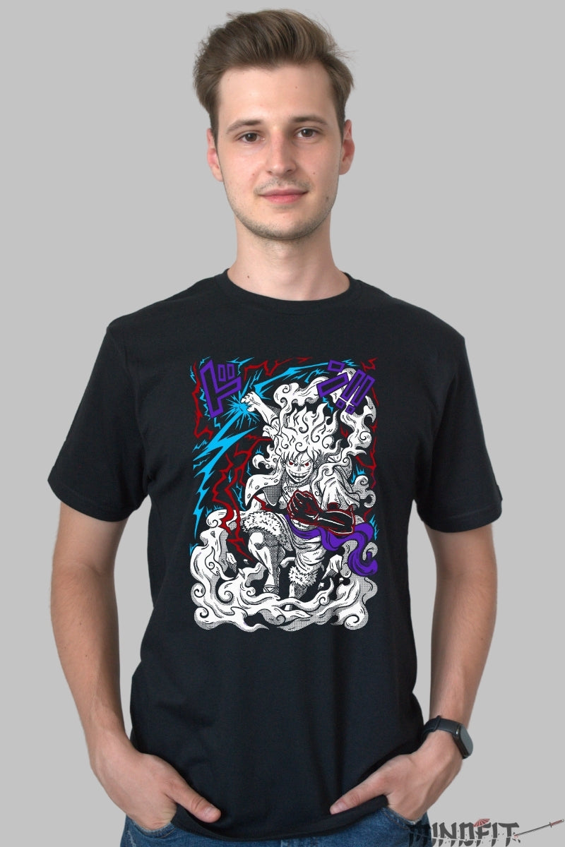 Tricou Anime One Piece - Luffy Gear 5 Toon Force barbat negru