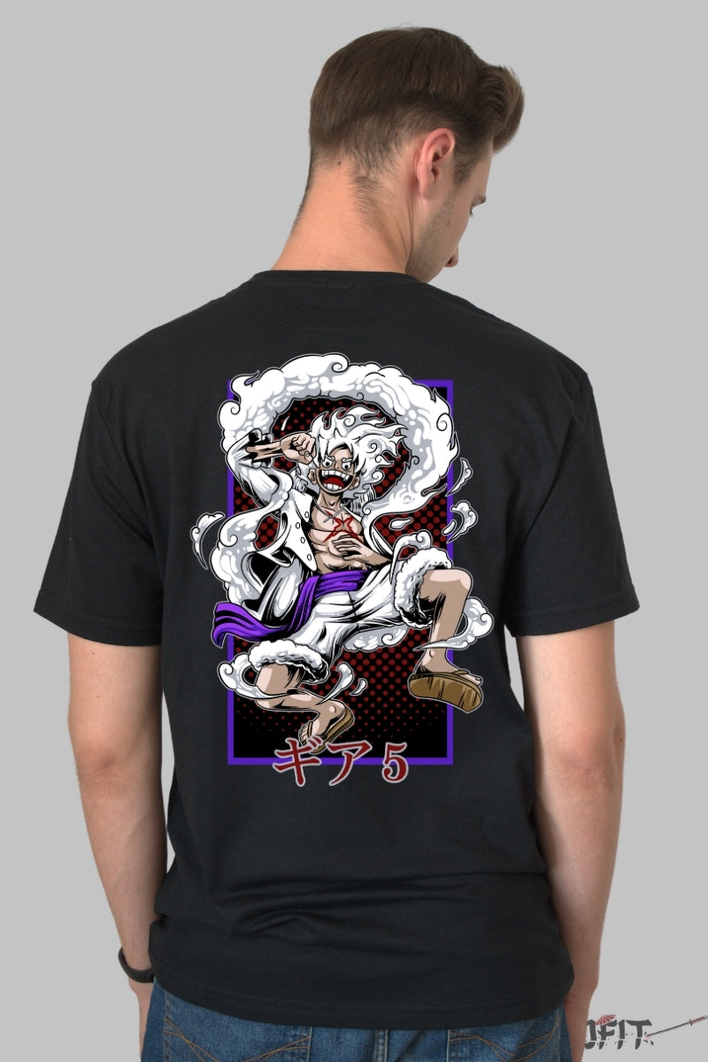 Tricou Anime One Piece - Luffy Gear 5 Toon Power barbat negru