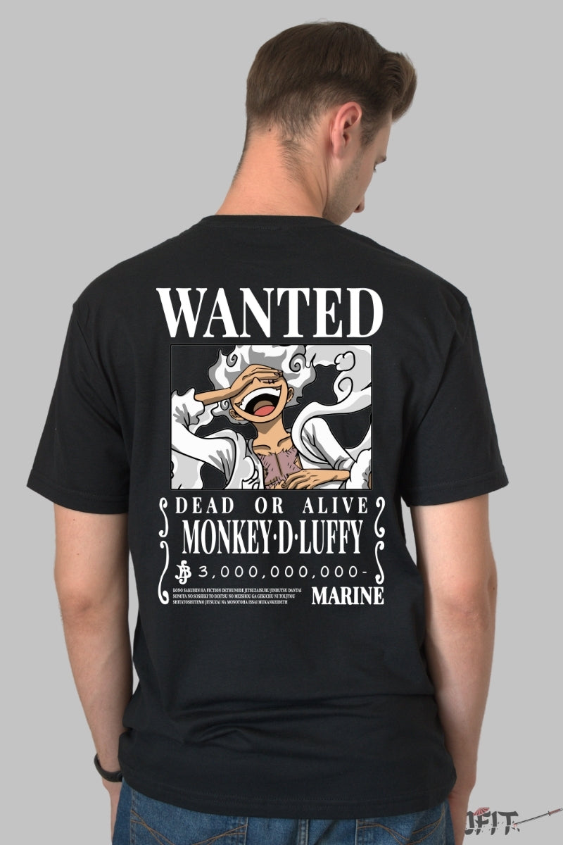 Tricou Anime One Piece - Luffy Gear 5 Wanted Poster barbat negru