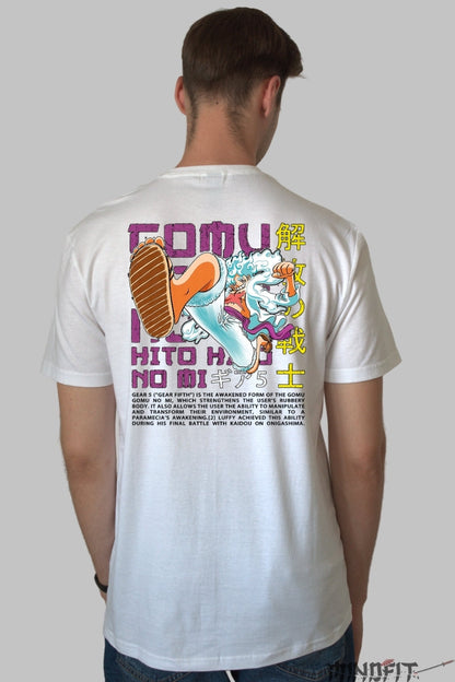 Tricou Anime One Piece - Luffy Gear Fifth Awakening barbat alb