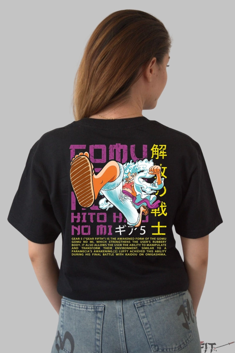 Tricou Anime One Piece - Luffy Gear Fifth Awakening dama negru