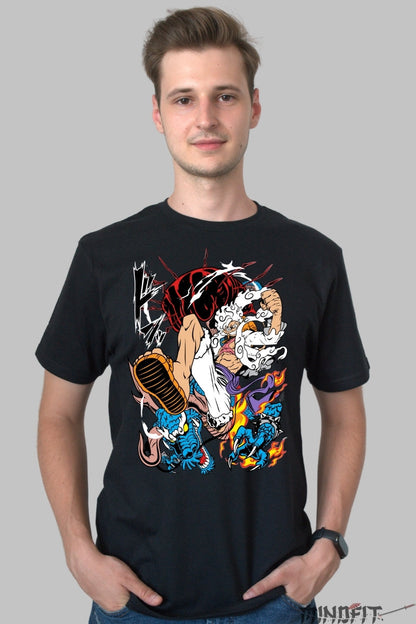 Tricou Anime One Piece - Luffy Gear Fifth Dragon Rage barbat negru