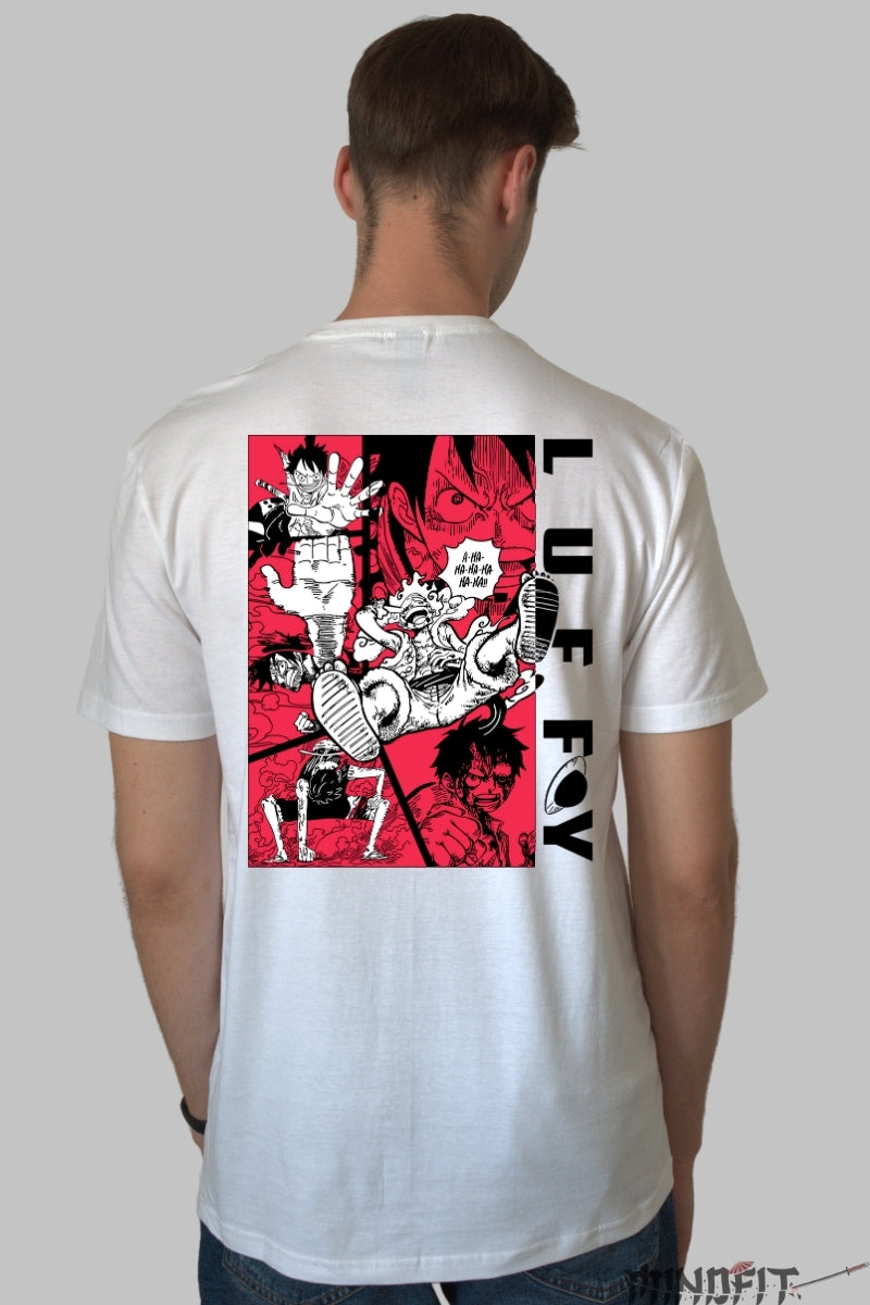 Tricou Anime One Piece - Luffy Gear Fifth Epic Panels barbat alb