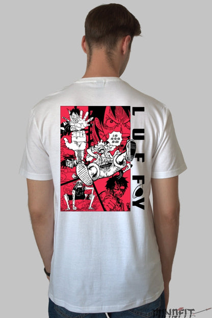 Tricou Anime One Piece - Luffy Gear Fifth Epic Panels barbat alb