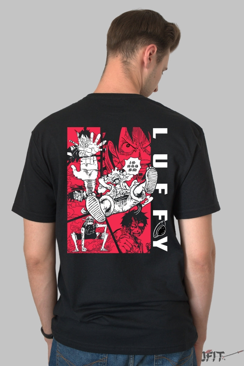 Tricou Anime One Piece - Luffy Gear Fifth Epic Panels barbat negru