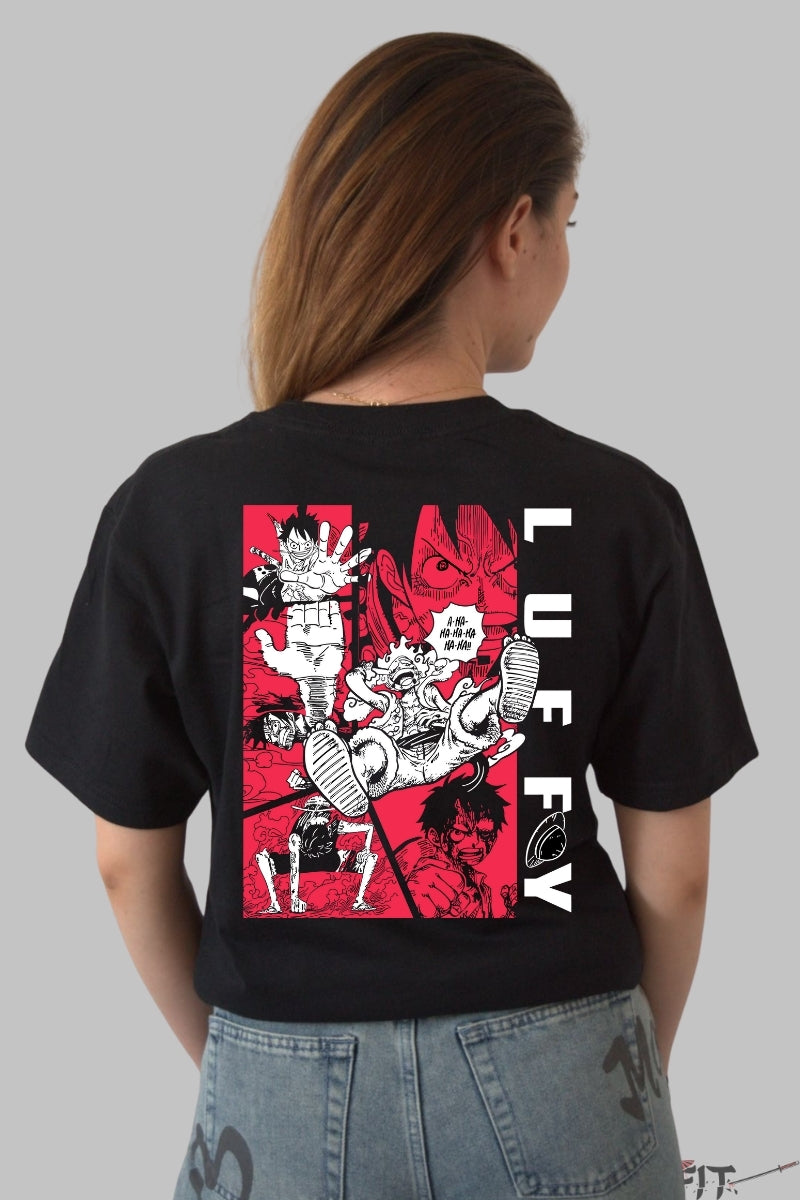 Tricou Anime One Piece - Luffy Gear Fifth Epic Panels dama negru