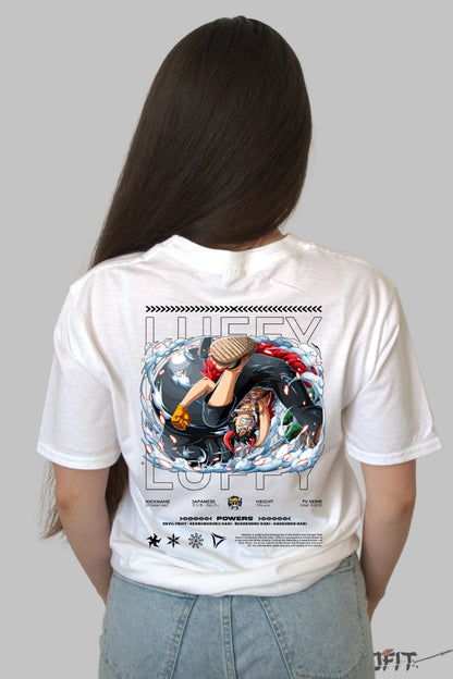 Tricou Anime One Piece - Luffy Gear Fifth Impact dama alb