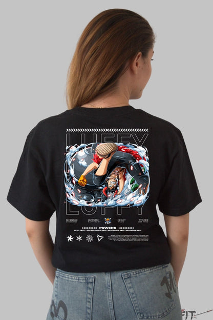 Tricou Anime One Piece - Luffy Gear Fifth Impact dama negru