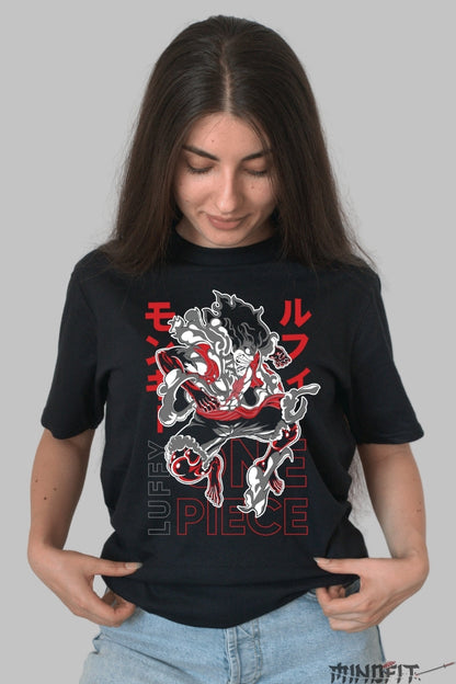 Tricou Anime One Piece - Luffy Gear Fifth Power dama negru