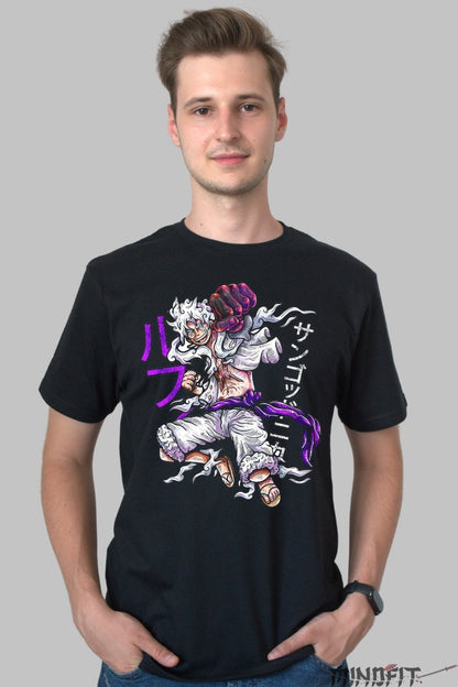 Tricou Anime One Piece - Luffy Gear Fifth Transformation barbat negru
