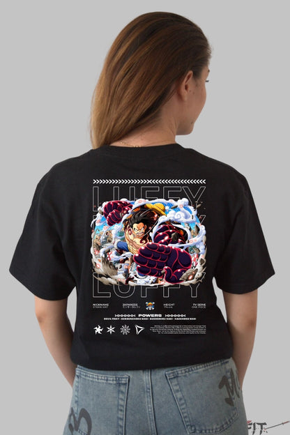 Tricou Anime One Piece - Luffy Gear Fourth Battle Mode dama negru