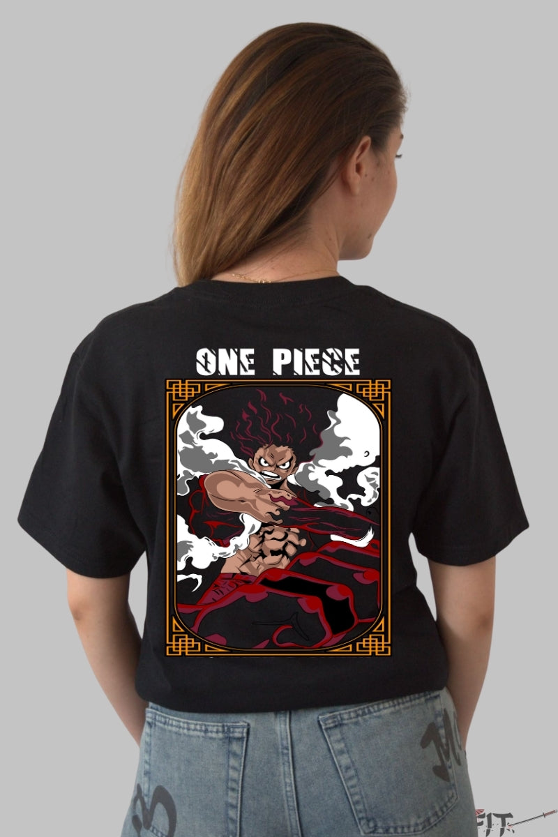 Tricou Anime One Piece - Luffy Gear Fourth Boundless Fury dama negru