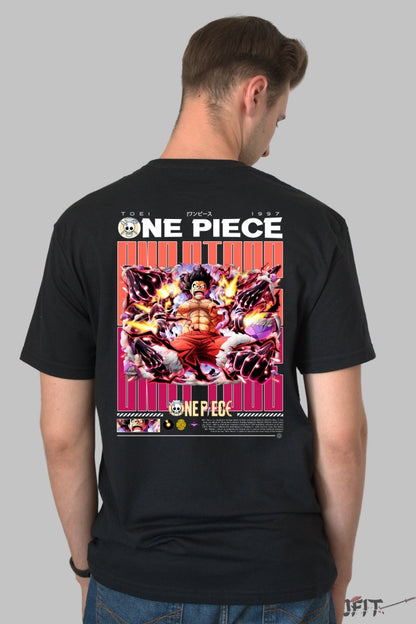 Tricou Anime One Piece - Luffy Gear Fourth Full Power barbat negru