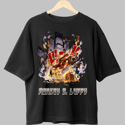 Tricou Anime One Piece – Luffy Gear Fourth Snake Man negru