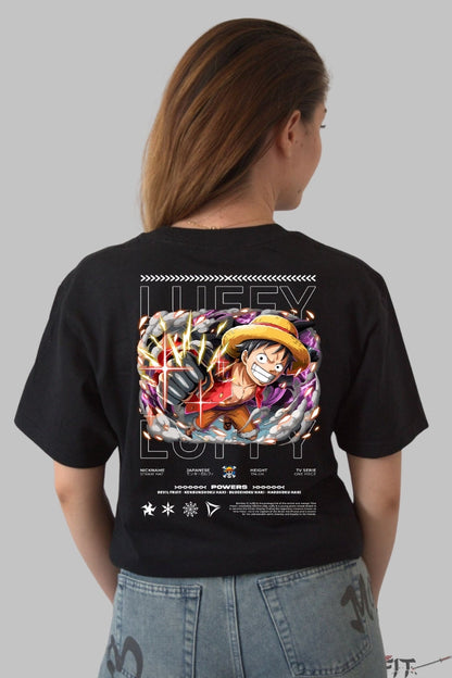 Tricou Anime One Piece - Luffy Gear Power Exploziv dama negru