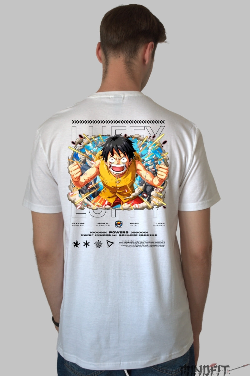Tricou Anime One Piece - Luffy Gear Second Explosion barbat alb