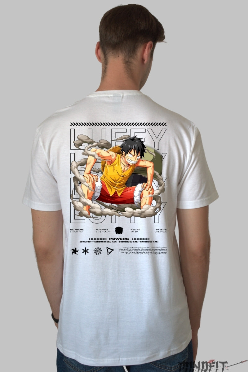 Tricou Anime One Piece - Luffy Gear Second Exploziv barbat alb
