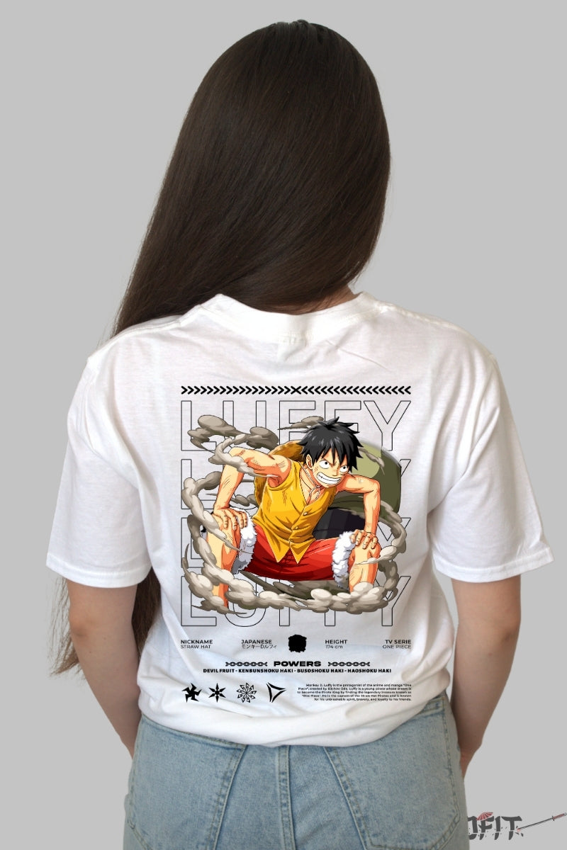Tricou Anime One Piece - Luffy Gear Second Exploziv dama alb
