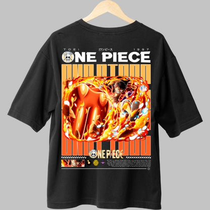 Tricou Anime One Piece - Luffy Gear Second Flame Fist spate