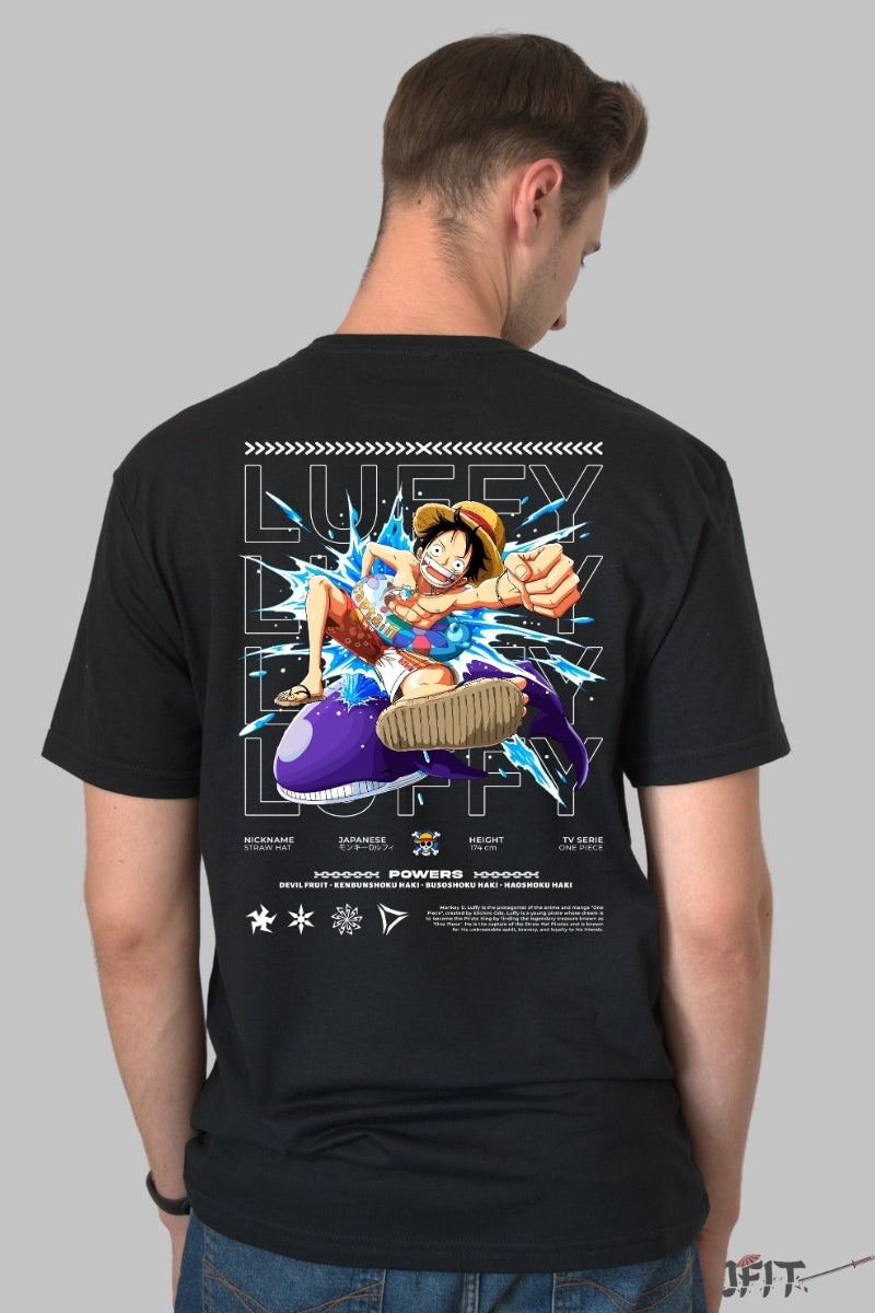 Tricou Anime One Piece - Luffy Gear Second Impact barbat negru