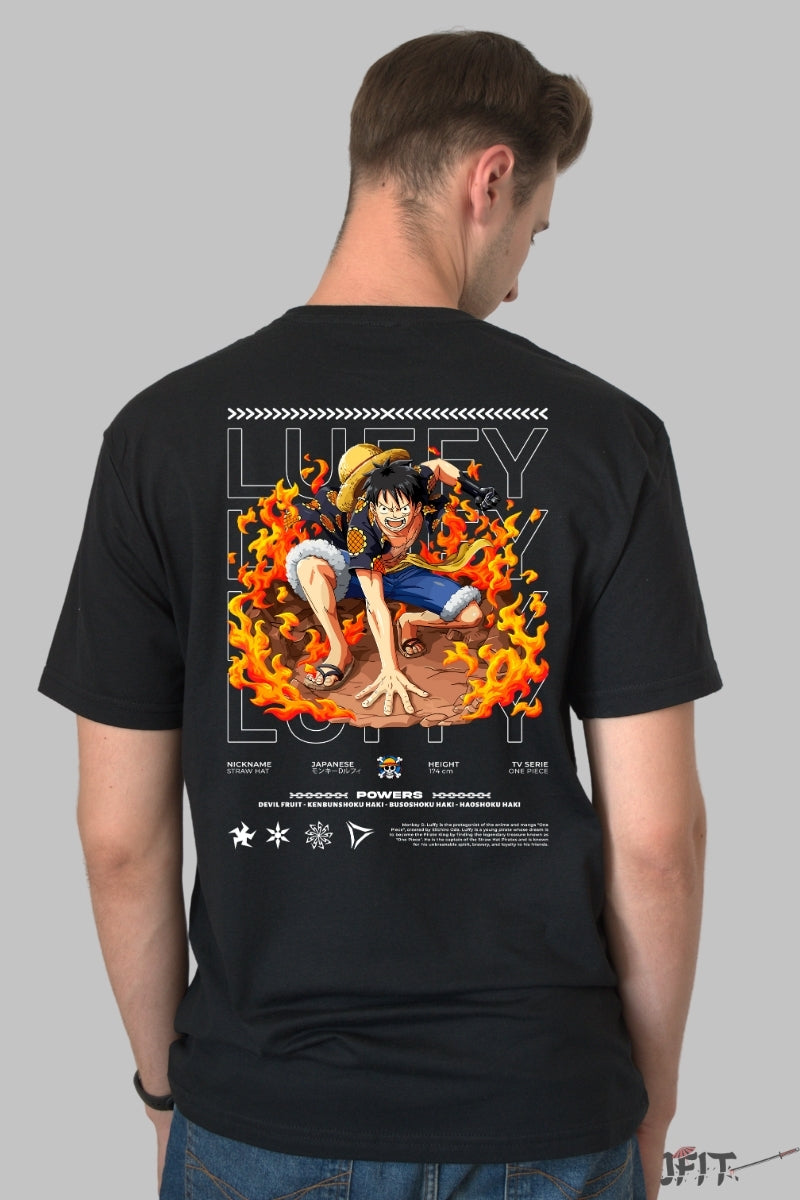 Tricou Anime One Piece - Luffy Gear Second Inferno barbat negru