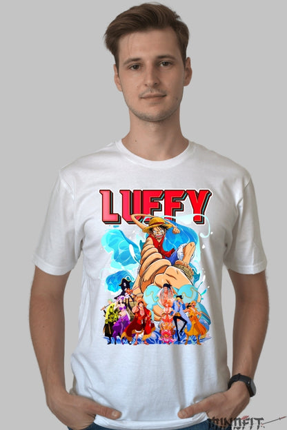 Tricou Anime One Piece - Luffy Gear Third si Echipajul Mugiwara barbat alb