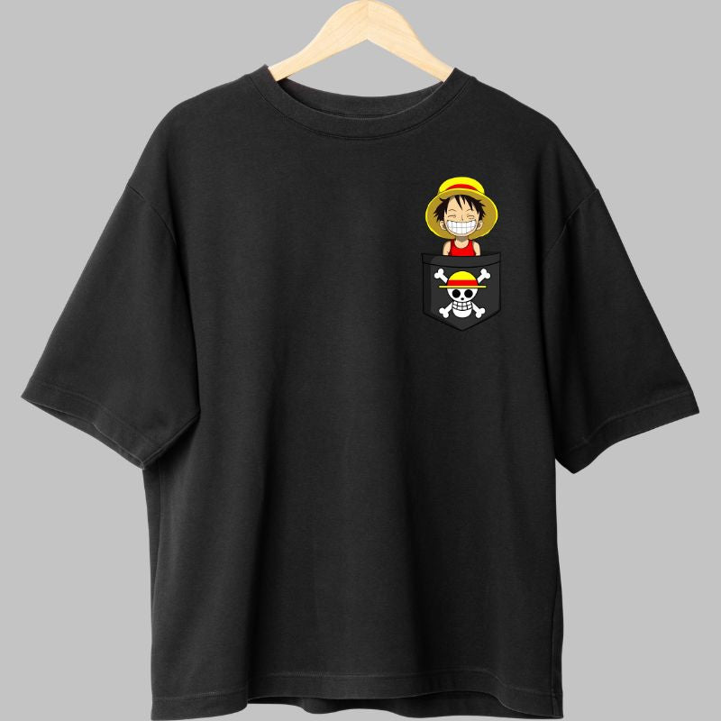 Tricou Anime One Piece Luffy in buzunar fata
