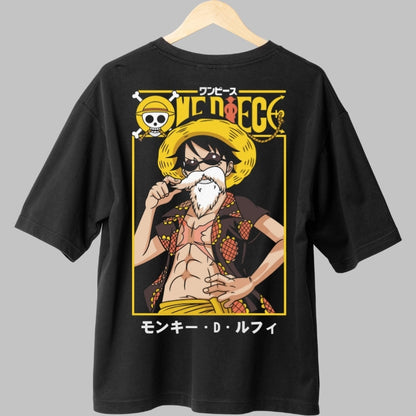Tricou Anime One Piece - Luffy In Stilul Lui Master Roshi spate