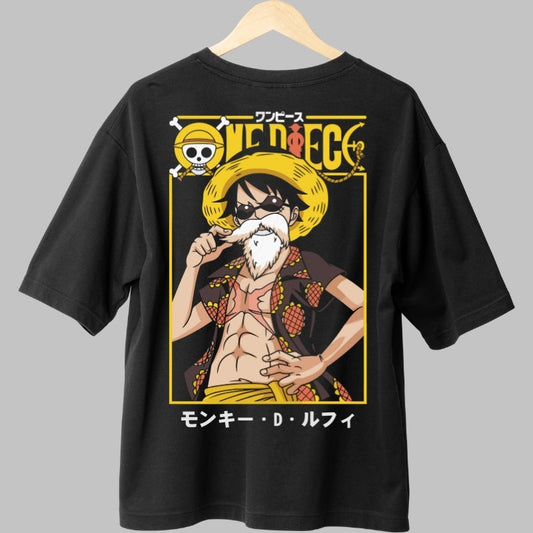 Tricou Anime One Piece - Luffy In Stilul Lui Master Roshi spate