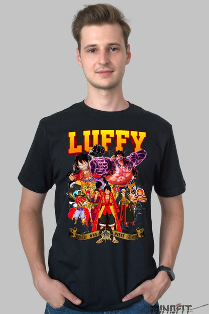 Tricou Anime One Piece - Luffy King of Pirates barbat negru