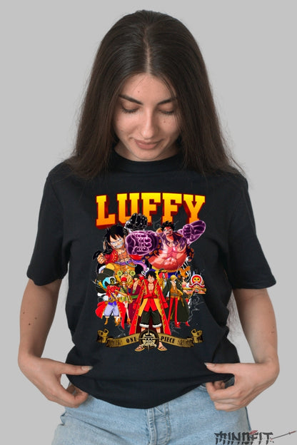 Tricou Anime One Piece - Luffy King of Pirates dama negru