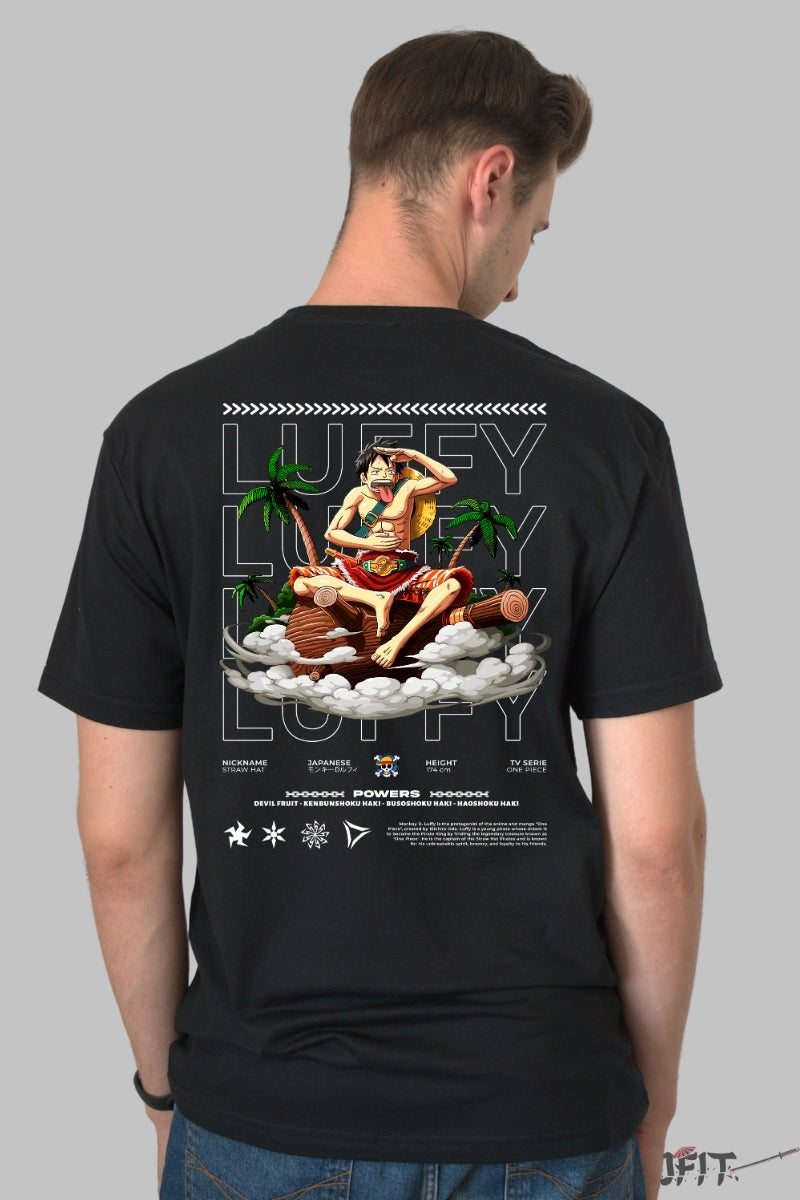 Tricou Anime One Piece - Luffy pe Tronul Piratilor barbat negru