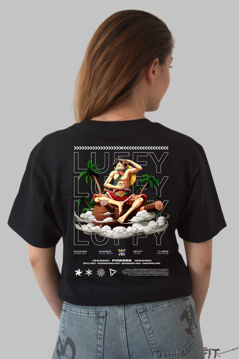 Tricou Anime One Piece - Luffy pe Tronul Piratilor dama negru
