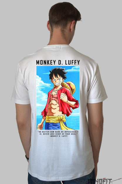 Tricou Anime One Piece - Luffy Pirate King Vibes barbat alb