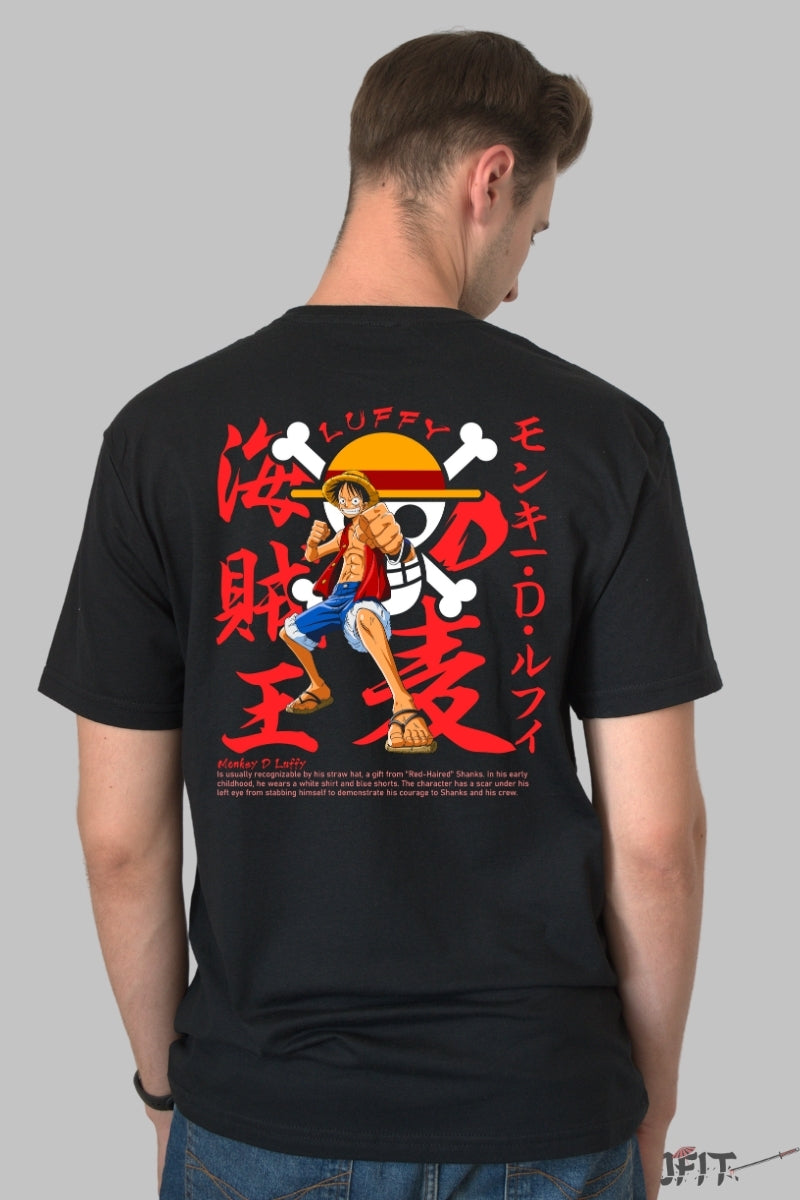 Tricou Anime One Piece - Luffy Regele Piratilor barbat negru