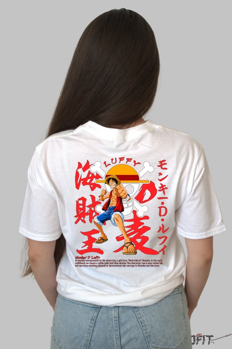 Tricou Anime One Piece - Luffy Regele Piratilor dama alb