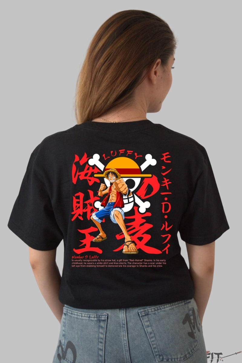 Tricou Anime One Piece - Luffy Regele Piratilor dama negru