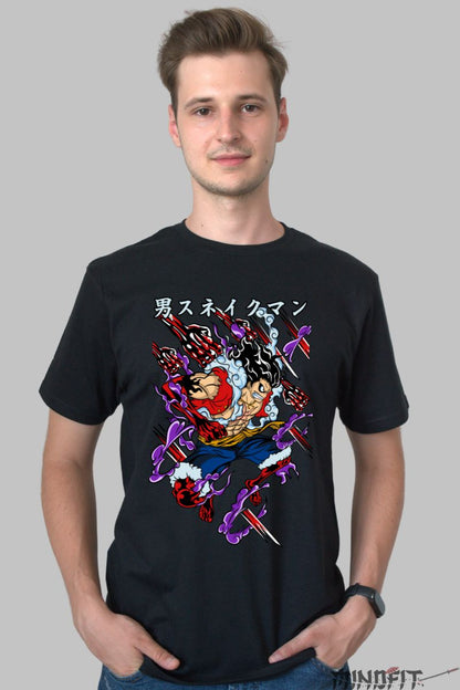 Tricou Anime One Piece Luffy Snake Man barbat negru