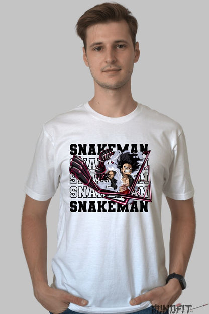 Tricou Anime One Piece Luffy Snakeman Epic barbat alb