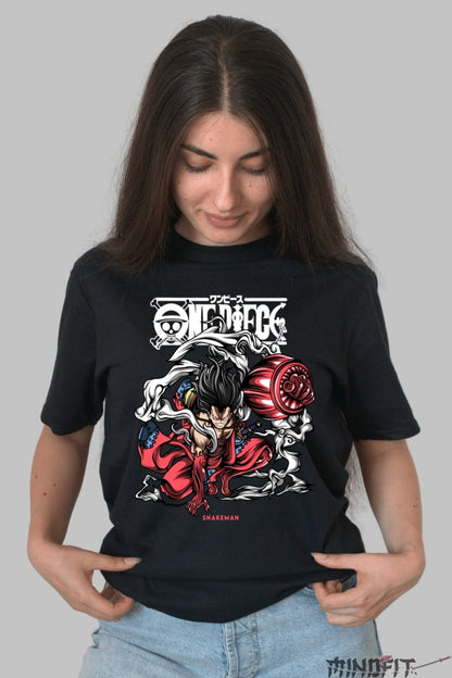 Tricou Anime One Piece - Luffy Snakeman Gear Fourth dama negru