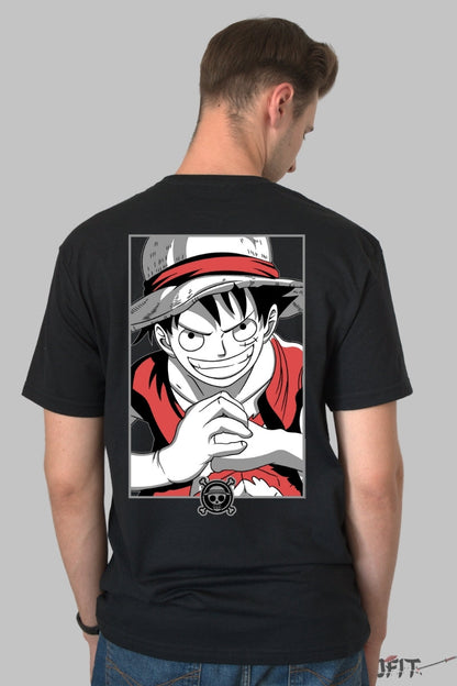 Tricou Anime One Piece - Luffy Straw Hat Determination barbat negru