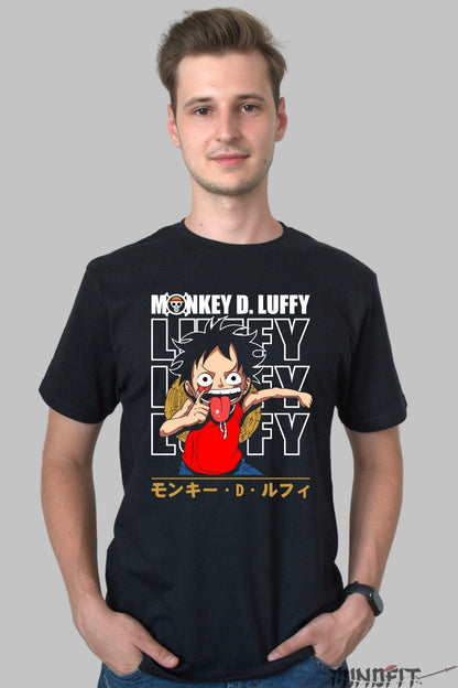 Tricou Anime One Piece - Monkey D. Luffy Expressive Mode barbat negru