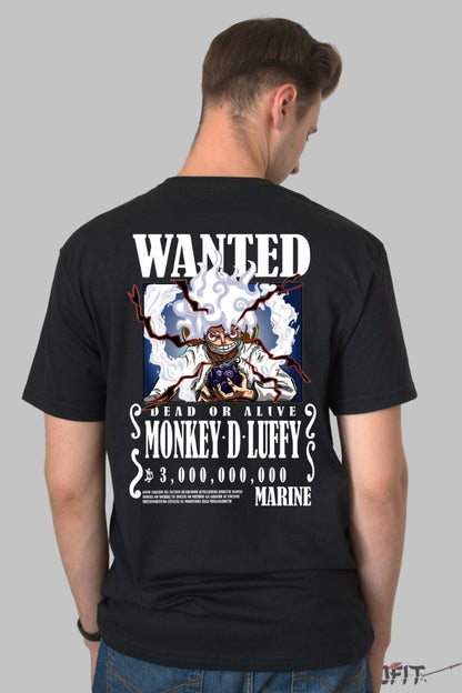 Tricou Anime One Piece - Monkey D. Luffy Gear 5 Wanted barbat negru