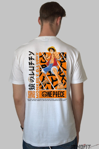 Tricou Anime One Piece - Monkey D. Luffy Gearing Up barbat alb