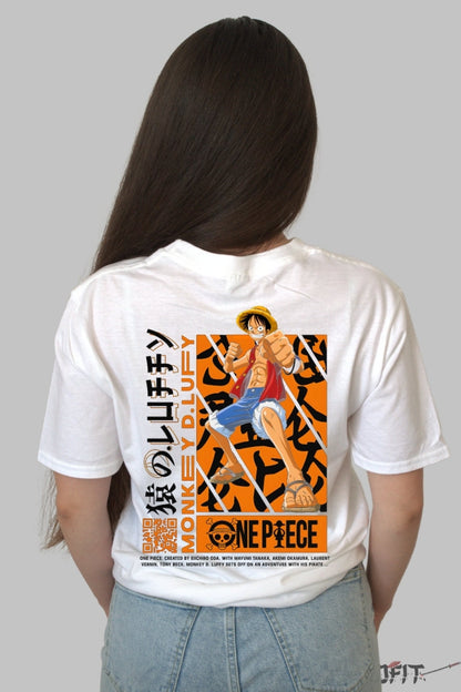 Tricou Anime One Piece - Monkey D. Luffy Gearing Up dama alb