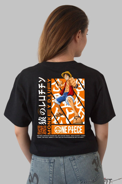 Tricou Anime One Piece - Monkey D. Luffy Gearing Up dama negru