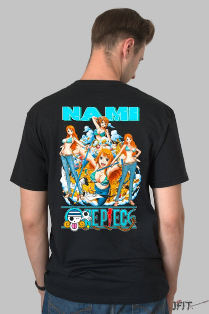 Tricou Anime One Piece - Nami Queen of Navigation barbat negru