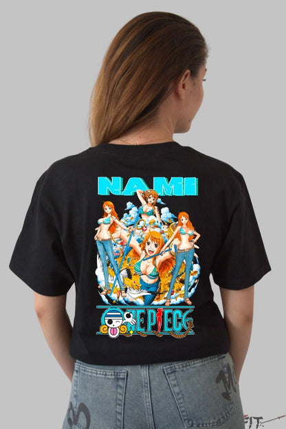 Tricou Anime One Piece - Nami Queen of Navigation dama negru