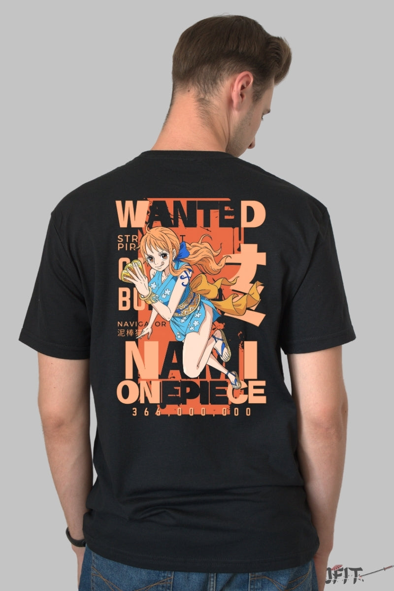 Tricou Anime One Piece - Nami Wanted Navigator Style barbat negru