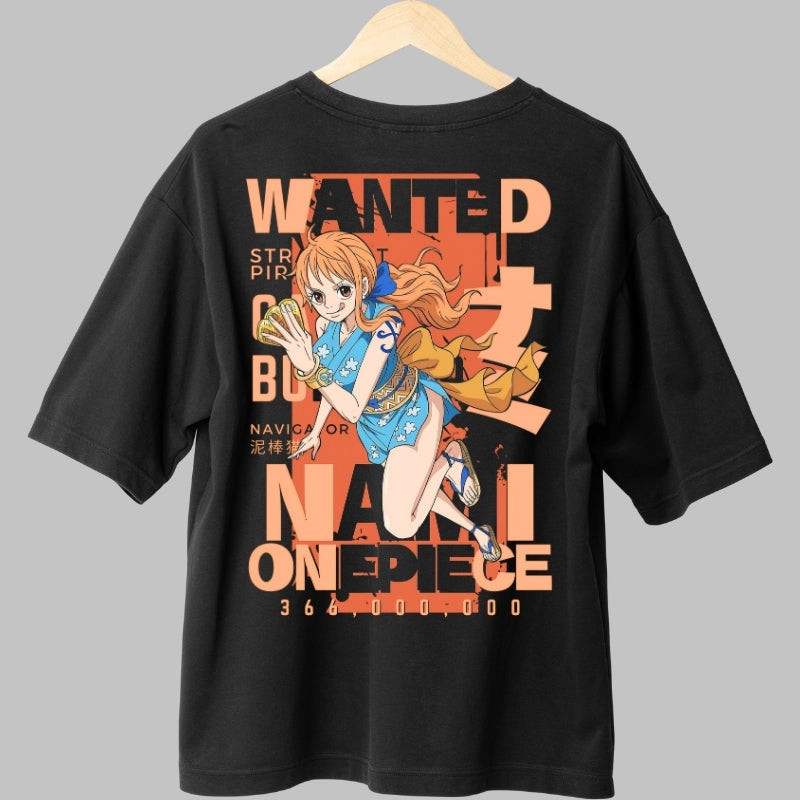 Tricou Anime One Piece - Nami Wanted Navigator Style spate